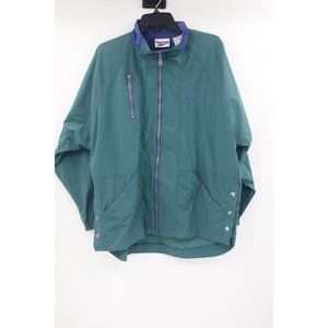 Vintage Reebok men's M windbreaker jacket full zip retro pockets snap away waist
